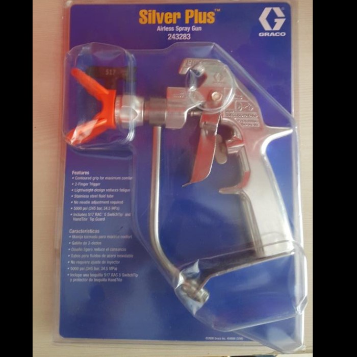 Spray Graco Silver Plus Airless Spray Gun 243283 Spray Tip And Guard Rac 5