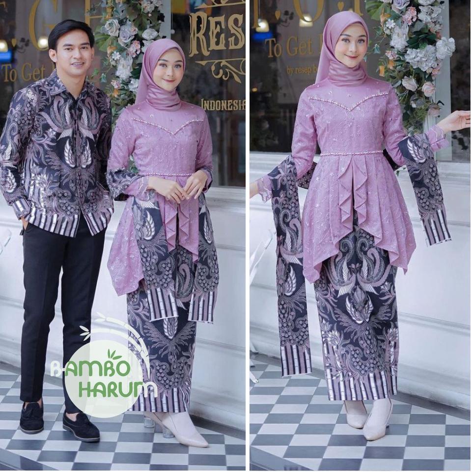 Baju Couple Batik Kebaya Brokat , Batik Kebaya Lamaran Tunangan Baju Batik Wisuda, Simple Bridesmaid
