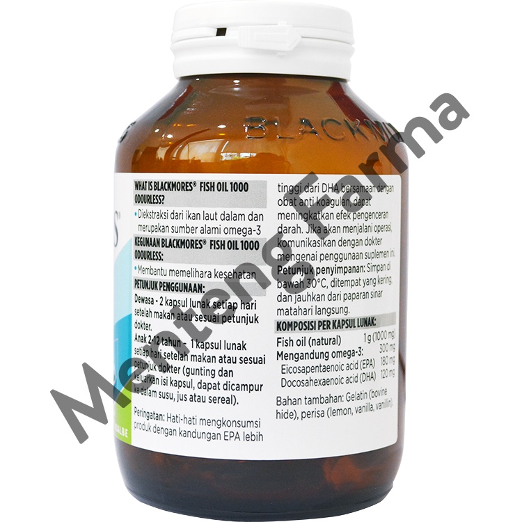 Blackmores Odourless Fish Oil 1000 Mg - Isi 90 Kapsul Lunak