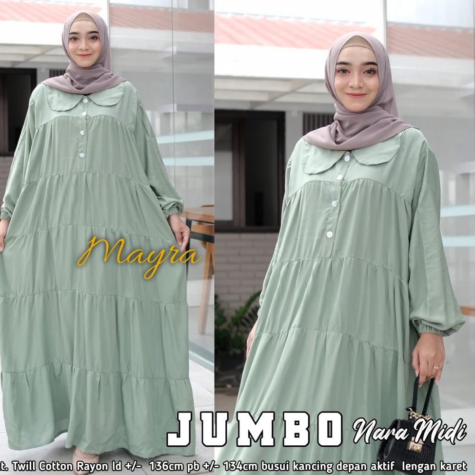 BAJU GAMIS POLOS UKURAN JUMBO LD 130 PLUS RAYON TWILL ORI MAYRA • EST.18Oc22ᵁ
