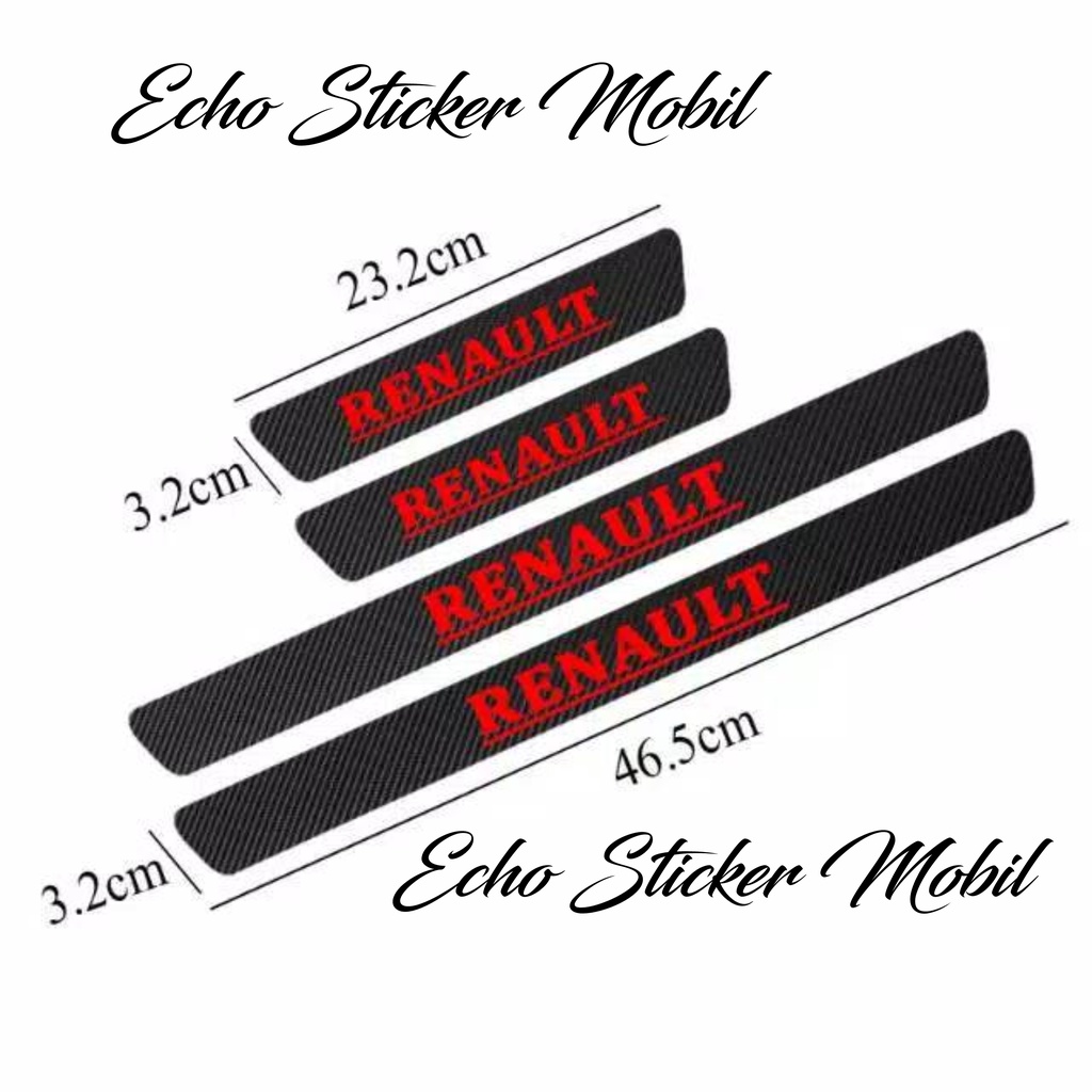 Sticker stiker sillpalte mobil stiker karbon pijakn kaki3d tulisan renault pijakan  4pcs