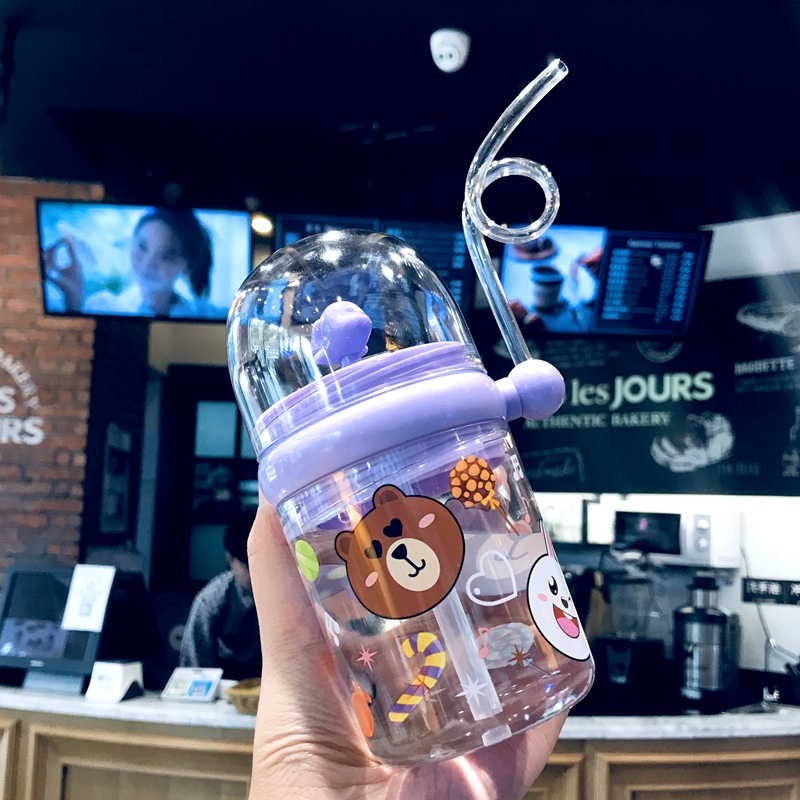 AMORA BPA FREE Botol Minum Bayi Gelas Anak Balita DOT Baby 280ML + Kotak-LUMBA2 UNGU + KOTAK