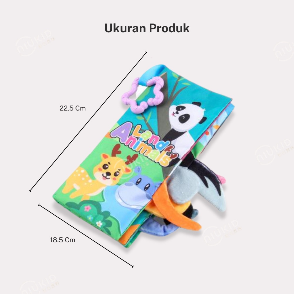 NIUKID BUKU BANTAL EDUKATIF SOFT BOOK  BUKU CERITA MAINAN BAYI BAHAN KAIN MAINAN ALPHABET ANIMAL