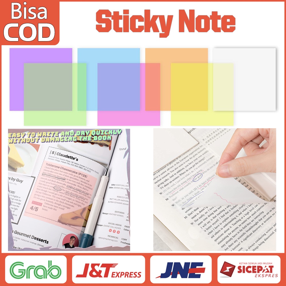 50 Lembar Sticky Note Transparan Bahan PET Untuk Pelajar