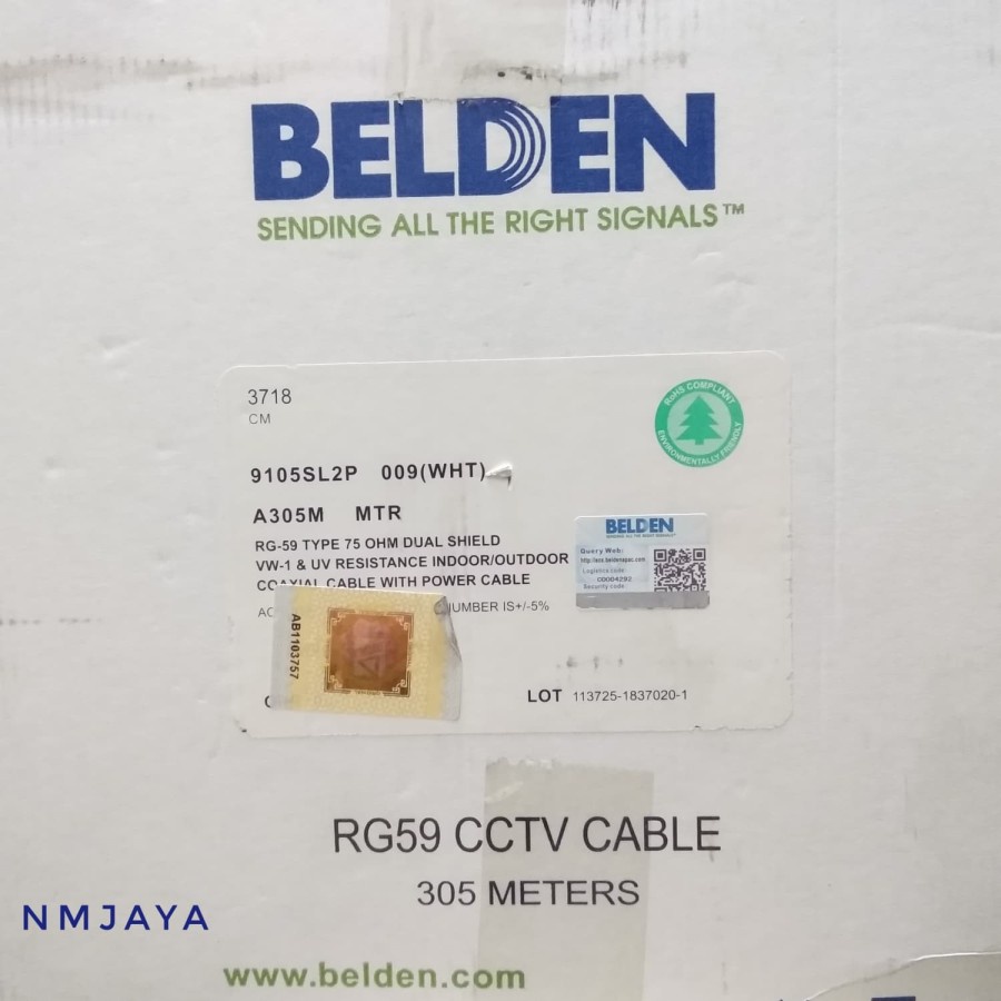 Belden Kabel CCTV 150Meter RG 59 RG59 plus Power 150 meter 75ohm Indoor Outdoor9105SL2P