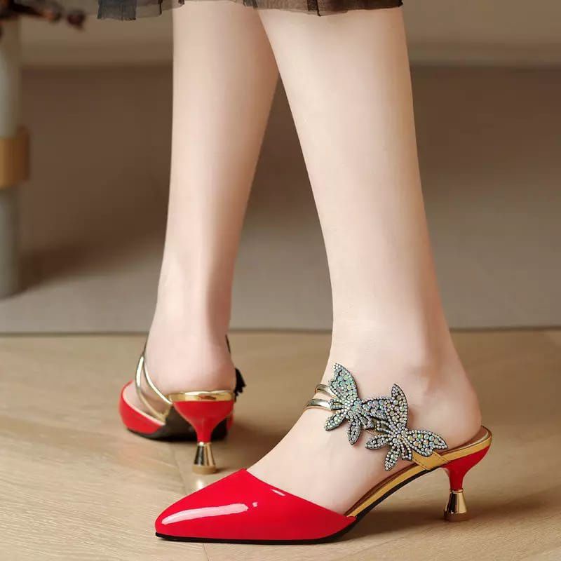 (03 Mzb) Sendal Heels Pesta Variasi Kupu Premium Quality Ks61