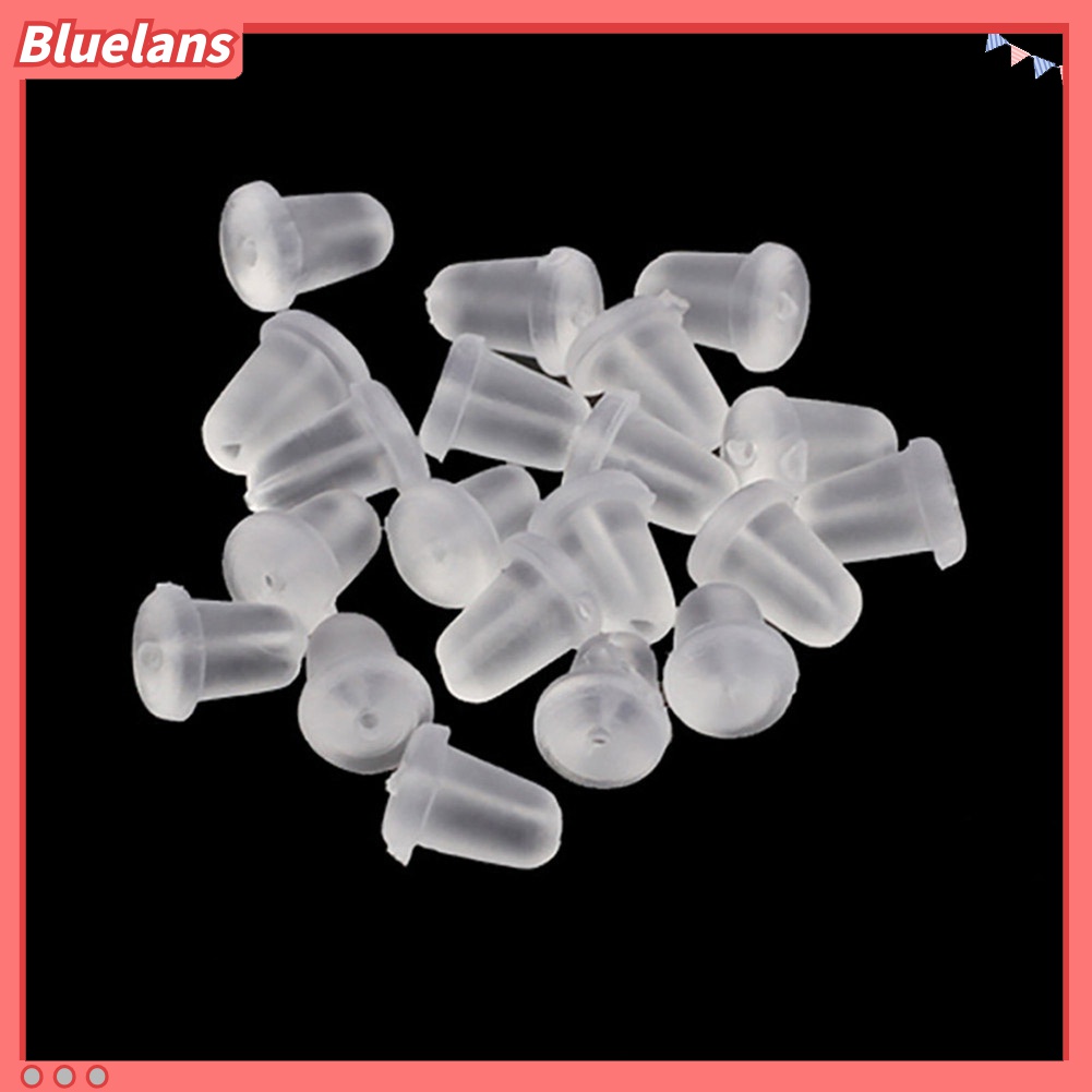 100 Pcs Alat Penyumbat Belakang Anting Bahan Plastik Lembut Warna Bening