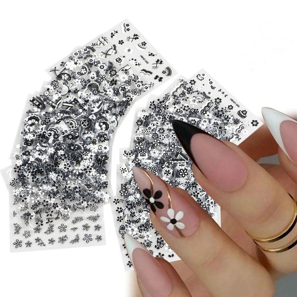 Mxbeauty Nail Art Stiker Set Lucu Perekat Diri 30 Pcs Hati 3D Kupu-Kupu Pernikahan Foil Desain Campur Bunga Kuku Decals