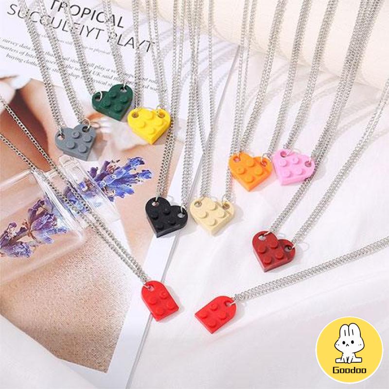 Kalung Rantai Liontin Hati Lego Lucu Untuk Pasangan / Pria / Wanita -Doo