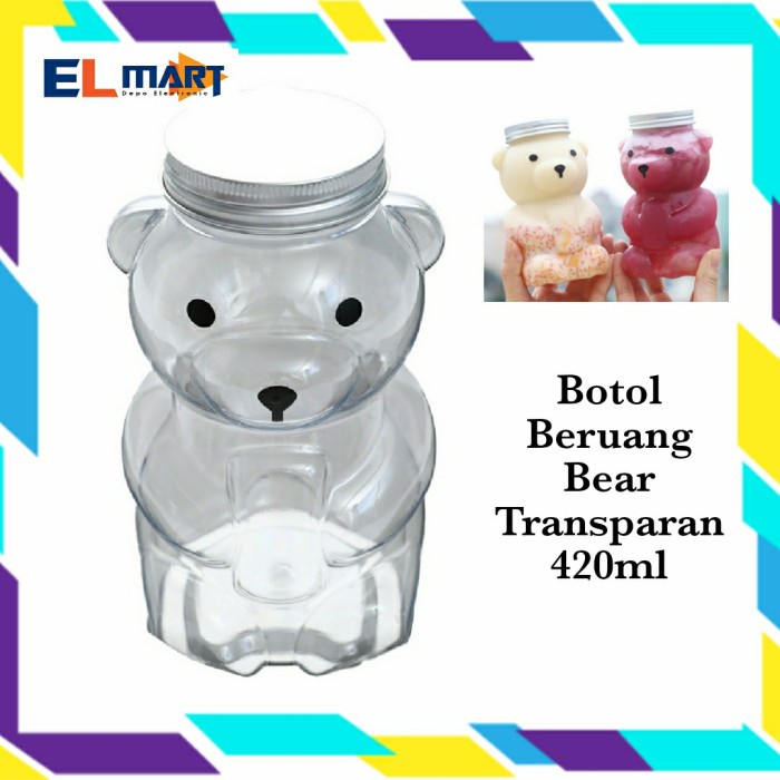 Botol Minum Unik Lucu Beruang Bear Transparan 420ml Tempat Minuman Plastik BTL05