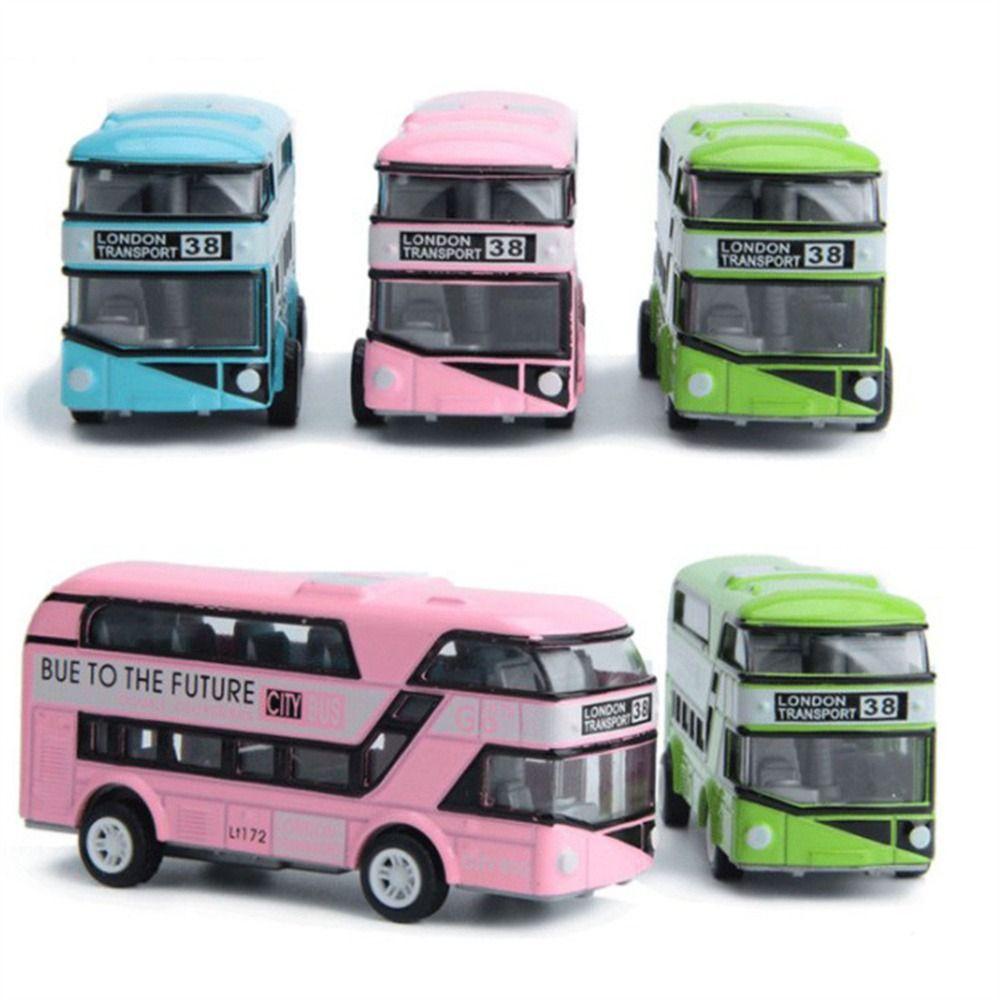 Needway   Diecast Cars Mainan 4roda Hadiah Untuk Anak Laki-Laki Set Kendaraan Mainan Kota Wisata Mobil Car Model Bis Kedip Dengan Musik Double Decker Bus