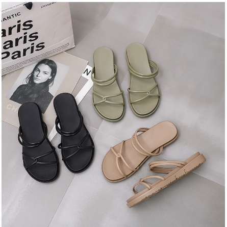 S1026 Sandal Polos Cewek / Sandal Model Tali Silang / Sandal Fashion Wanita / Sandal Tali