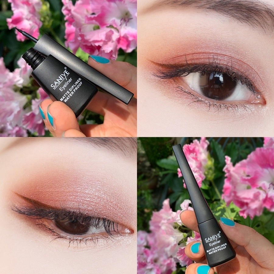 SANIYE M255 Eyeliner Cair Warna Cokelat Warna Hitam Matte Anti Air Quick Dry Liquid Eyeliner Gel