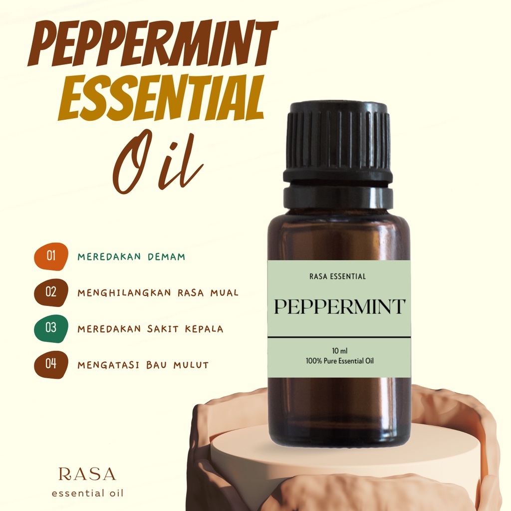 Peppermint - 100% Pure Essential Oil 5ml/10ml | Aromatherapy Oil | Pewangi Ruangan | Oil Aromaterapi Diffuser Oil Burner | Minyak Atsiri
