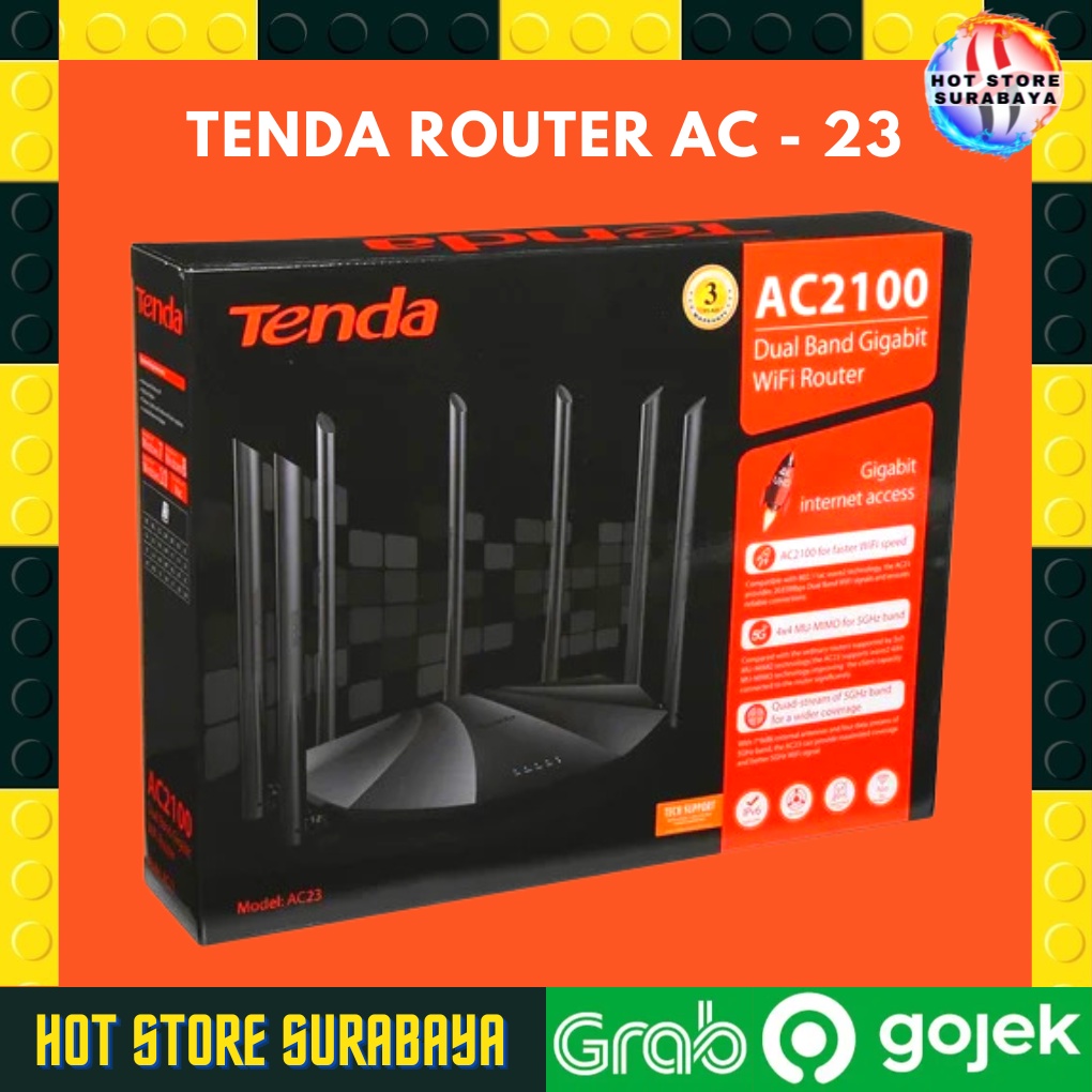 NETWORK PERALATAN JARINGAN ROUTER TENDA - AC23 AC2100 DUAL BAND GIGABIT WIFI ROUTER PREMIUM ORIGINAL