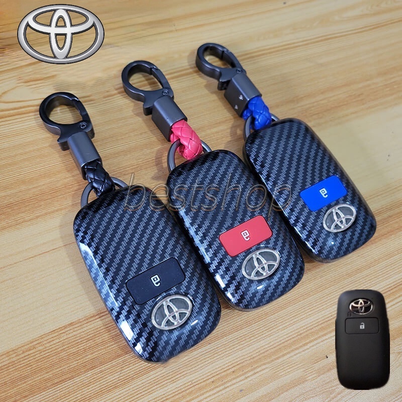 Remote Key Carbon Fiber Case Key Cover Pelindung Case Untuk Toyota Veloz Raize Avanza2022