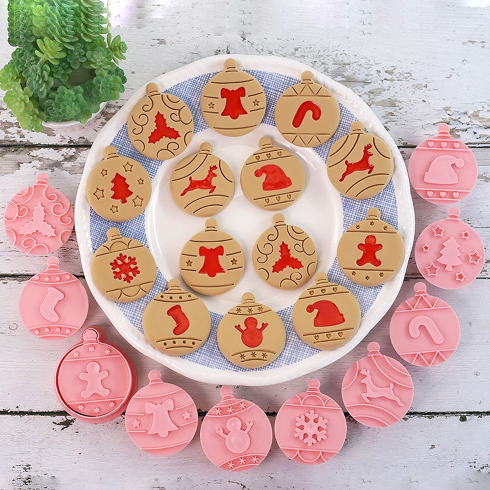 10pcs / Set Cetakan Kue / Coklat / Sandwich / Cookies / Fondant Desain Natal