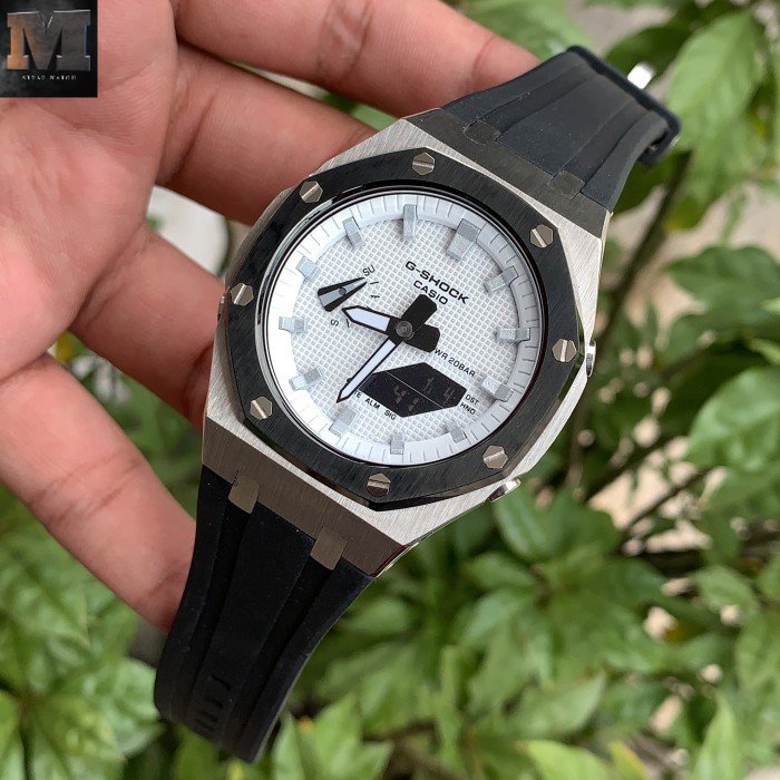 Jam Casio Gshock Ga2100 Original Black Rubber White Face