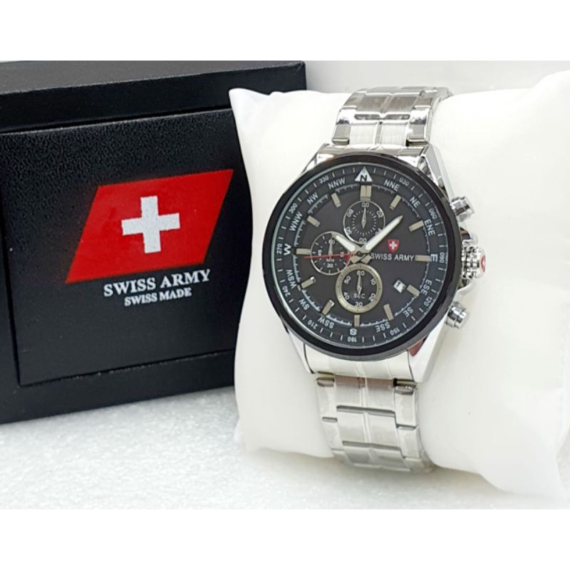 Jam Tangan Swist Army 8679 Pria Stainliss Steel Warna Pilihan Kesukaan