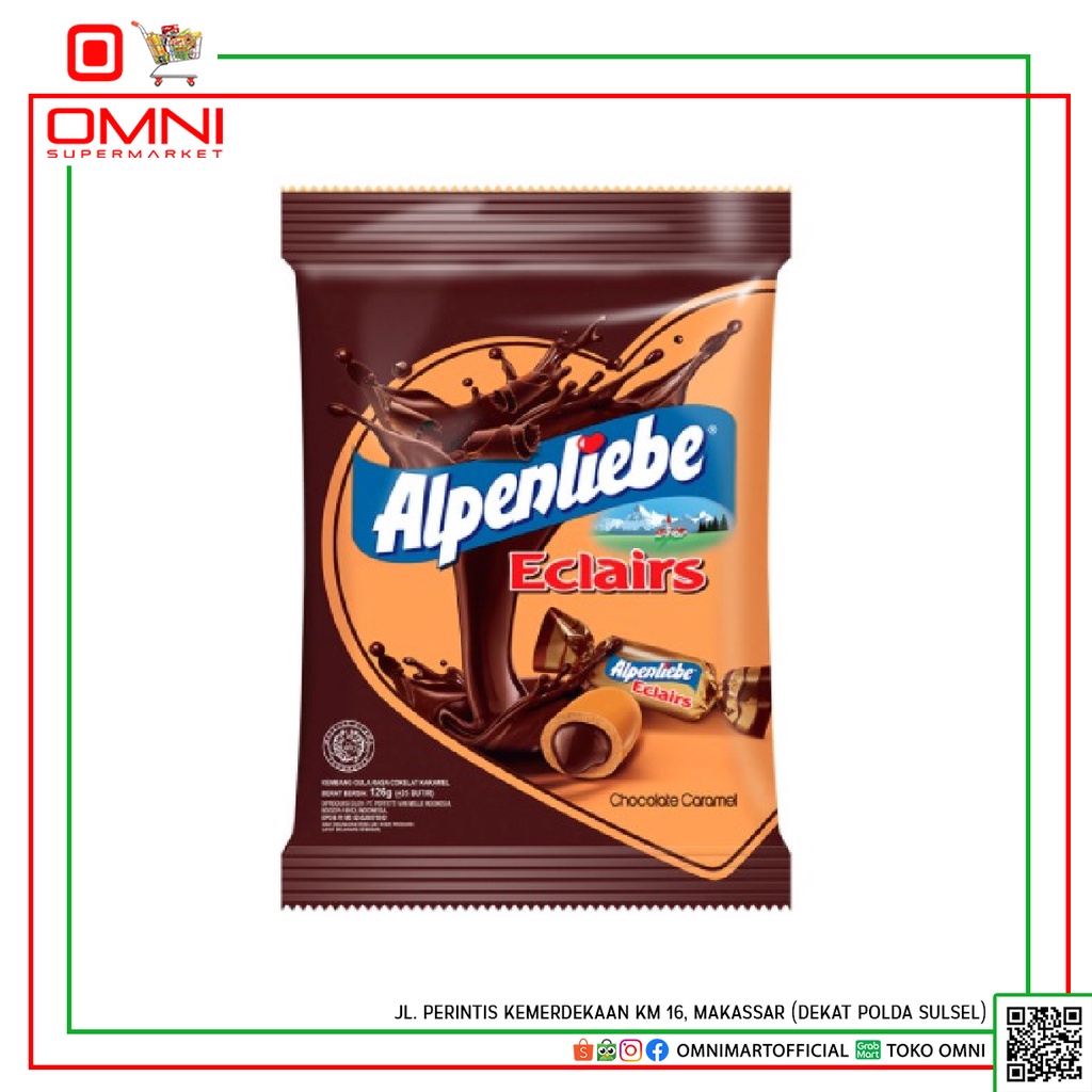 

PERMEN ALPENLIEBE BAG ECLAIRS CARAMEL CHOCOLATE 144 GR - 40 BKS