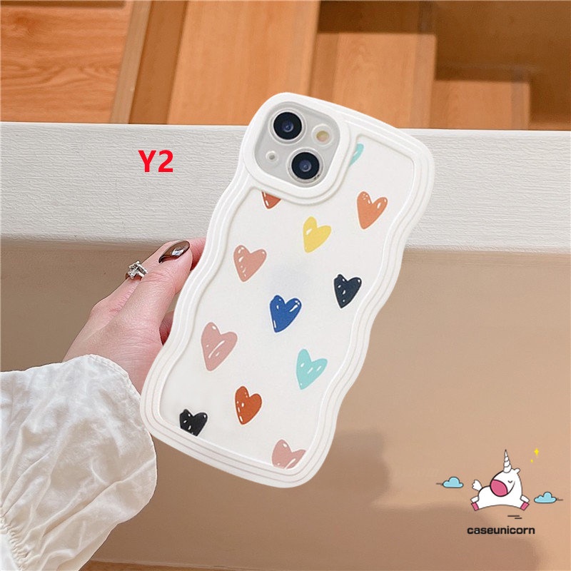 Soft Case Realme C53 10 C55 C30 C33 C12 C25 C15 C21Y C35 C25s C25Y C11 C20 C20A C3 8 8i 9 9i 7 7i 8pro 9pro+ 5s 5 5i 6i C1 Ins Fashion Cute Love Heart Wavy Edge Anti-fall Cover