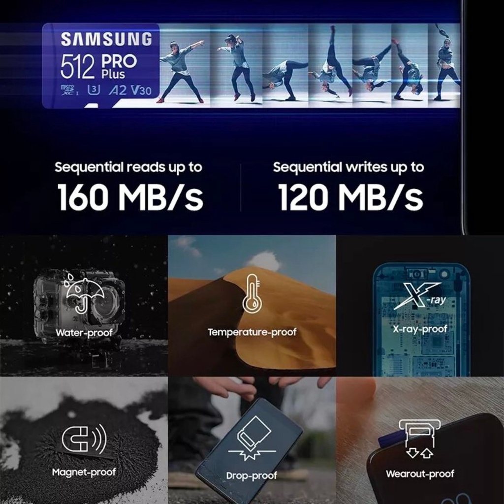 SAMSUNG Microsd PRO PLUS 128GB / 256GB / 512GB MicrosdSDXC Memory Card emory Card hp Micro SD Kartu SD Memori card Class10 + FREE Adapter GARANSI 10th