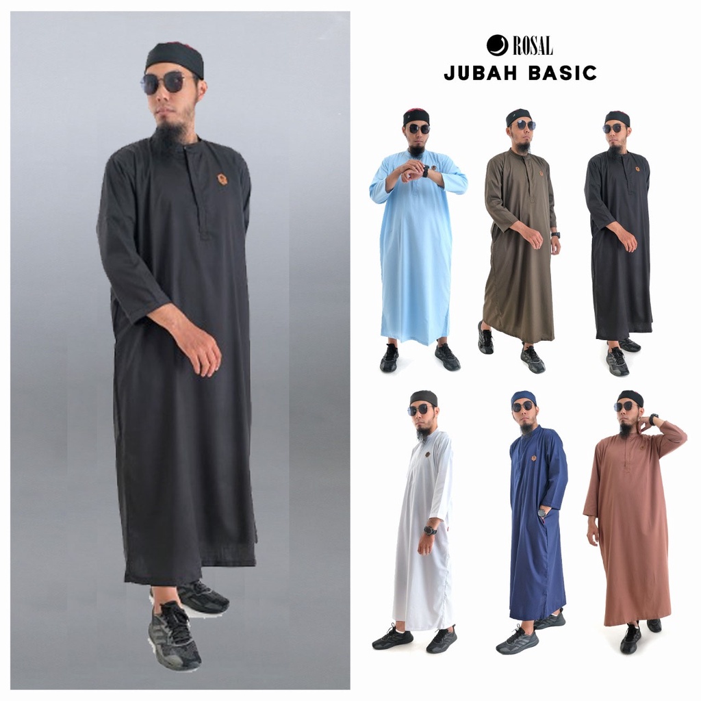 ROSAL Jubah basic lengan panjang Gamis Pria