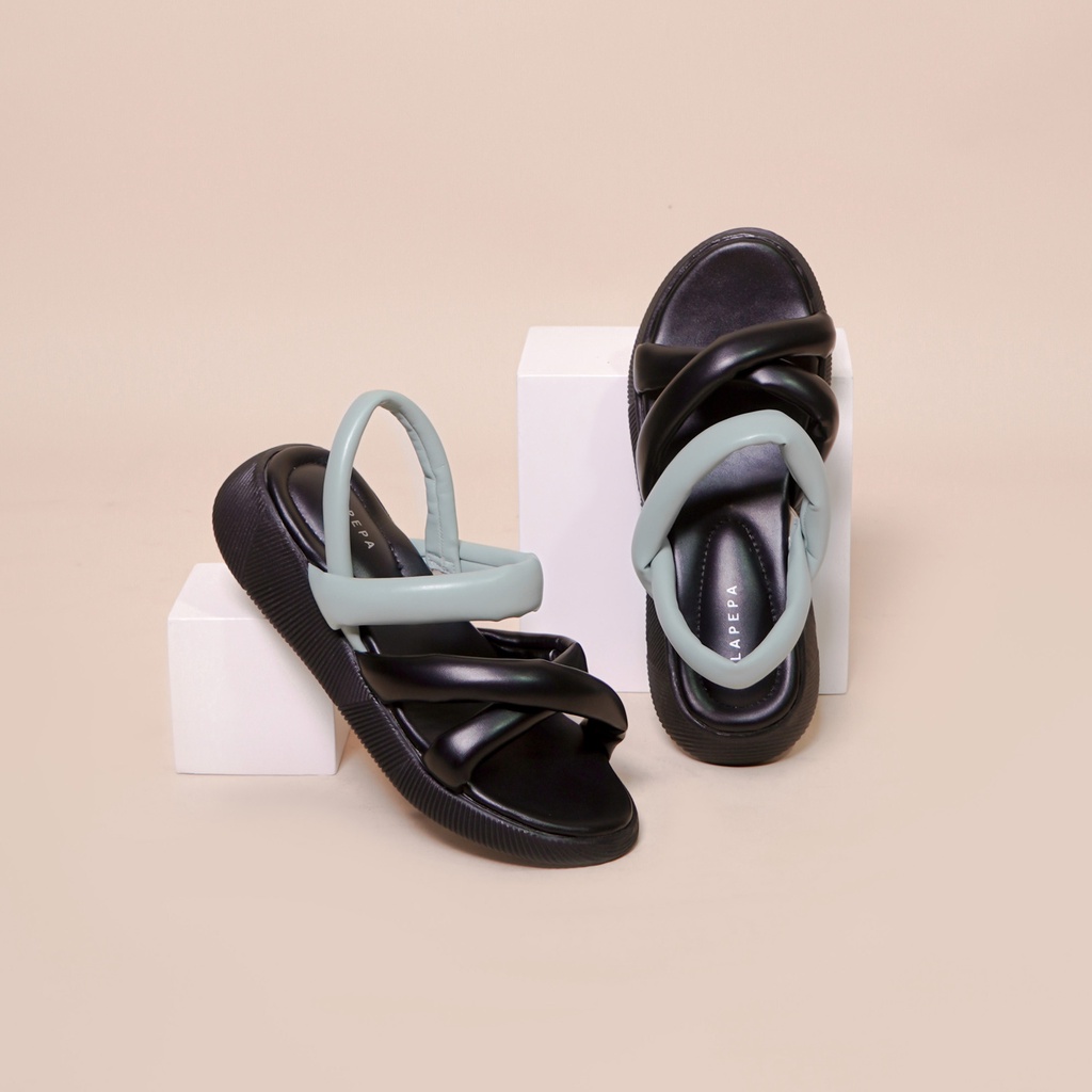 Adarastore -Lapepa VIVIAN Mix Color Sandal Wedges Kekinian Sendal Sepatu Model Tali Silang