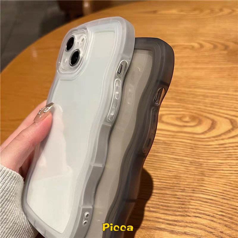 Soft Case TPU Bening Shockproof Frame Gelombang Untuk iPhone 11 14 Plus XR 6 8 6s 7 Plus 14 13 11 12 Pro Max X XS Max SE 2020