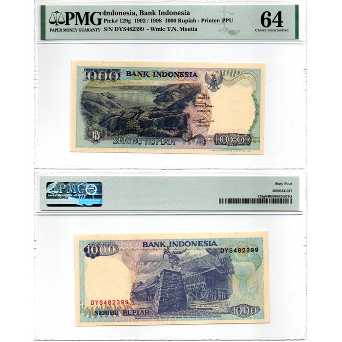 Uang Kertas 1000 Rupiah Emisi 1992 Tahun 1998 PMG 64