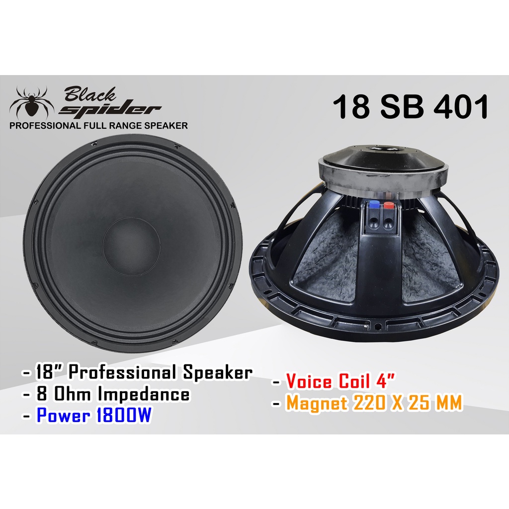 BS 18 SB 401 Komponen Speaker Merek Black Spider - 18 Inch