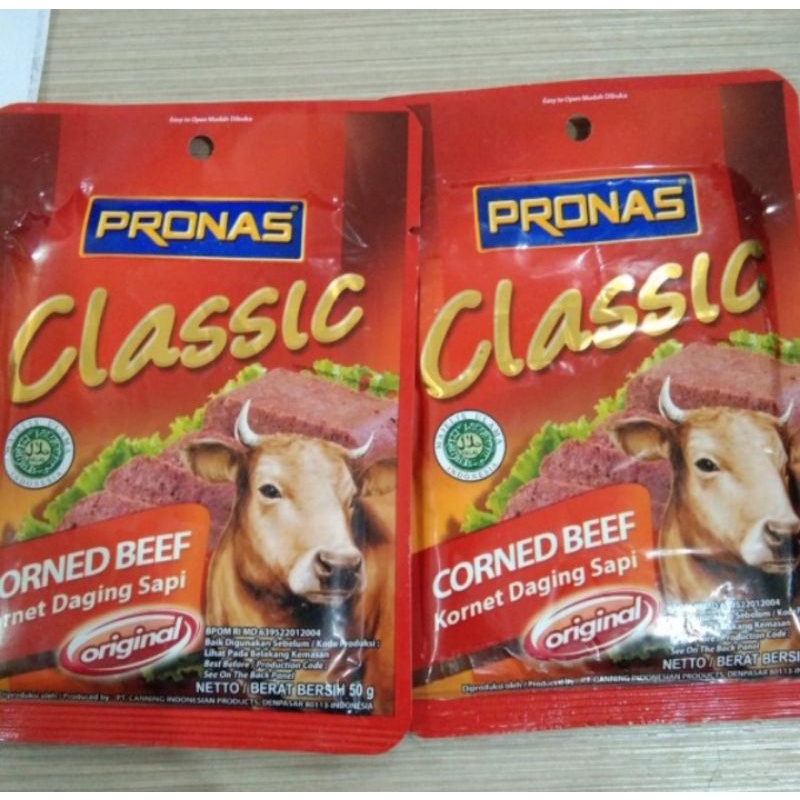 

Pronas Kornet Corned Beef Classic 50gr Kornet Sapi Sachet