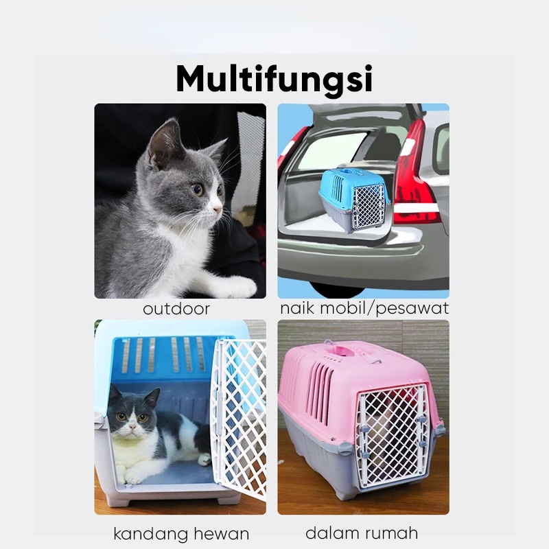 Pet Cargo Kandang Kucing Pet Carrier Kucing Anjing Kennel Box Tas Kandang Travel Hewan Peliharaan