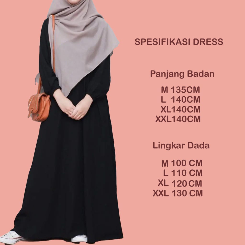 Abaya Gamis Terbaru Polos Lengan Karet Kerut