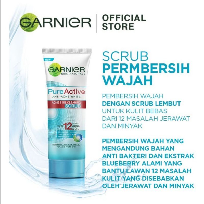 Garnier Pure Active Acne &amp; Oil Clearing Foam 100ml | GARNIER Pure Active Anti Acne White Scrub 100ml