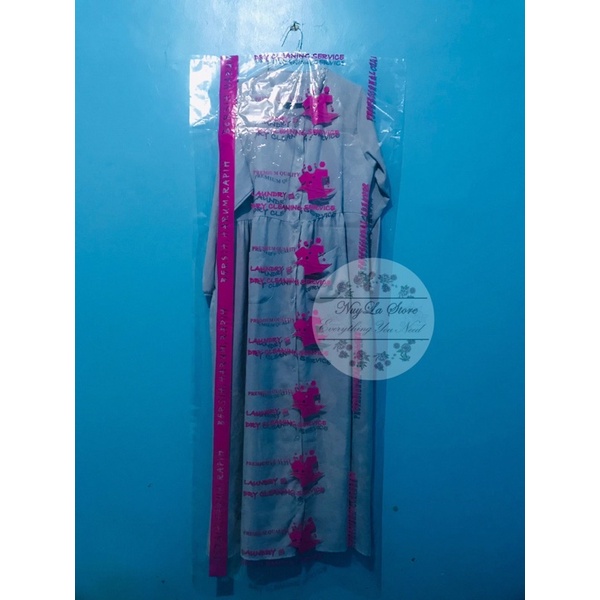 Plastik Laundry pelindung Baju Gamis 60x150  Printing Warna Pink/Sablon Laundry Dry Cleaning Service
