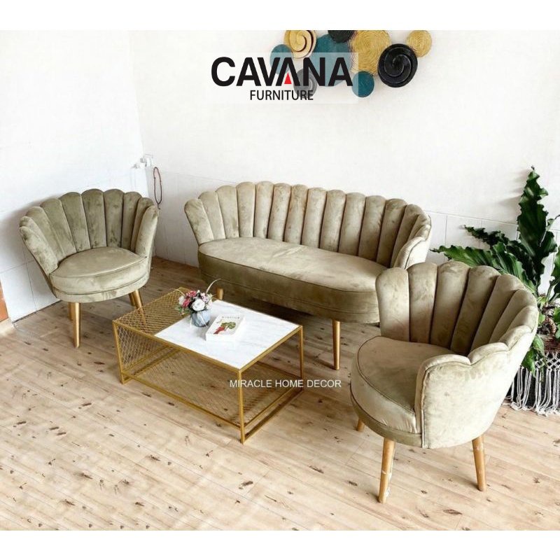 SET Sofa Kerang / Sofa Kerang unik / Sofa tamu minimalis - Tanpa Meja