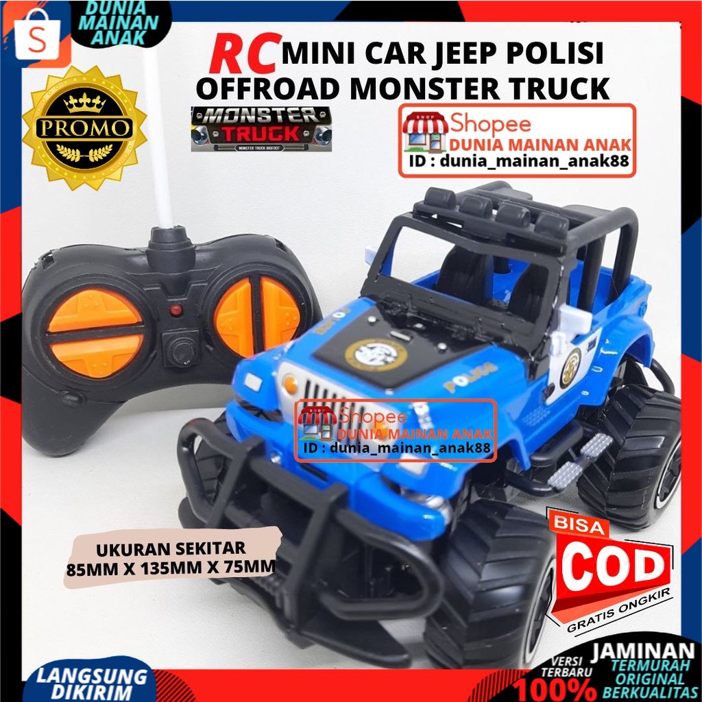 Mainan Anak mobil remote Control Polisi Jeep Offroad Mini rc car Off Road rock crawler Remot Kontrol