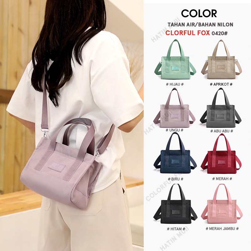 Hathin muii COLORFUL FOX 0420 Tas Selempang anti air Wanita Sling Bag Wanita Shoulder Bag Wanita Hand Bag Korea fashion