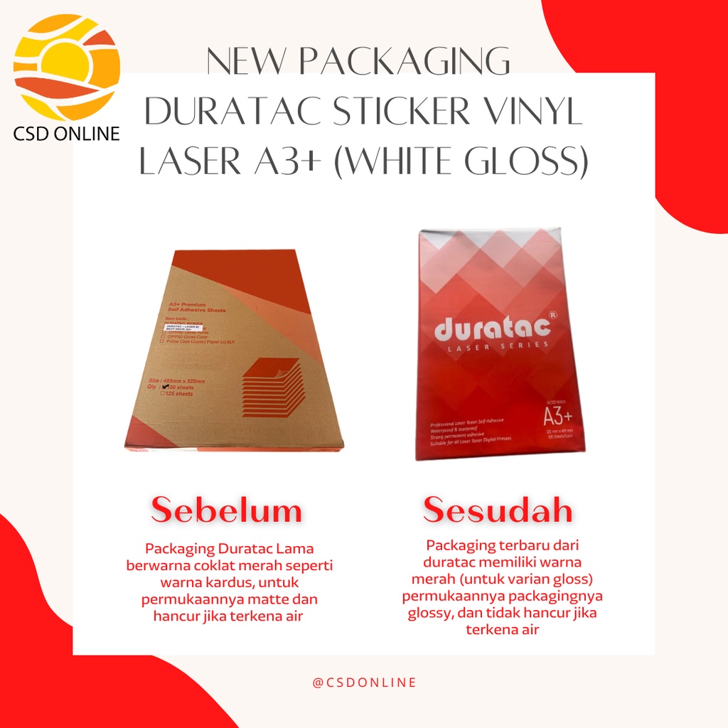 DURATAC - Sticker Vinyl PP Film Digital Print Laser Toner A3+ Stiker Label Kemasan Anti Air - Pack