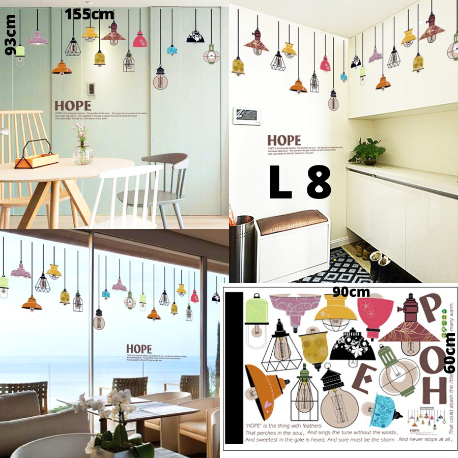 WALLSTICKER LAMP LAMPU HOPE GANTUNG WALSTIKER WALLSETIKER SETIKER CAAFE CAFEE UK 60X90CM STIKER DINDING TEMBOK STICKER CAFE RUANG TAMU KAMAR RUANG TAMU