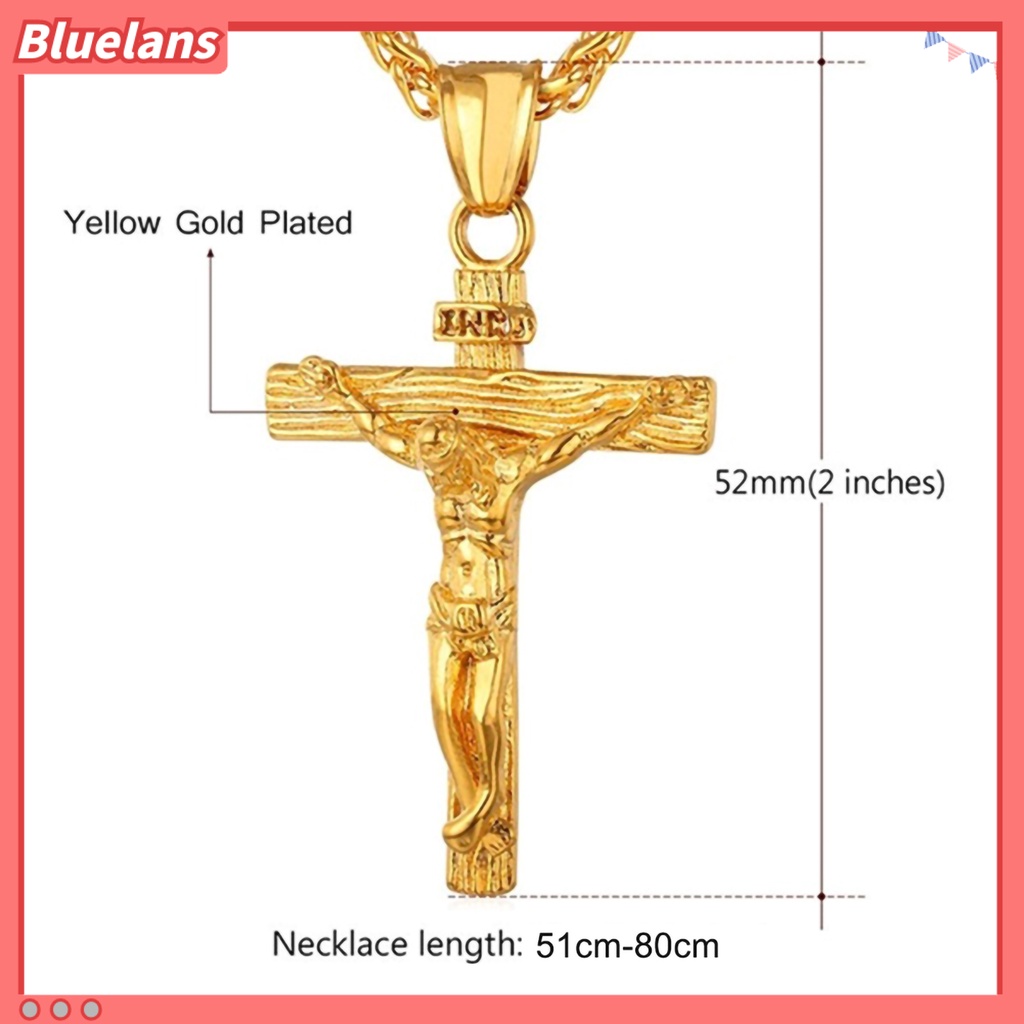 Bluelans Men Necklace Jesus Cross Dangle Anti Rust Stainless Steel Jesus Pendant Necklace Jewelry