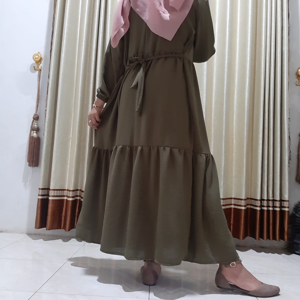 MIDEA MIDI DRESS WANITA CRINKLE AIRFLOW SABLON PRINTING