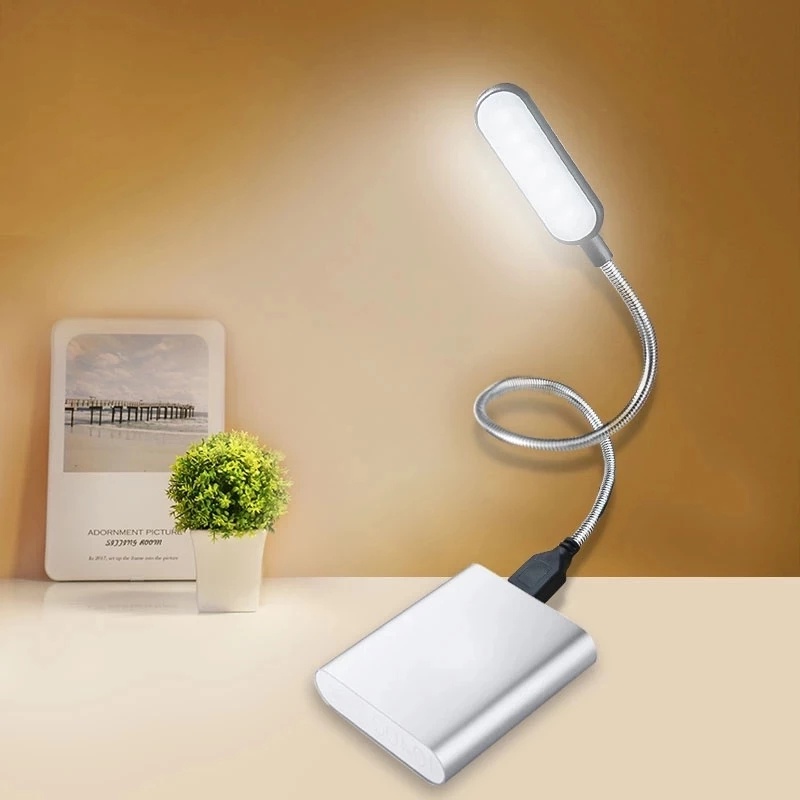 Lampu Baca LED Mini Flexible Portable Bisa Ditekuk 360 Derajat Dengan Port USB