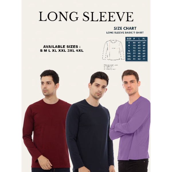 KAOS POLOS UNISEX LENGAN PANJANG (LONG SLEEVE) COMBED 30s : Hitam, Putih, Abu Tua, Abu Misty, Merah 