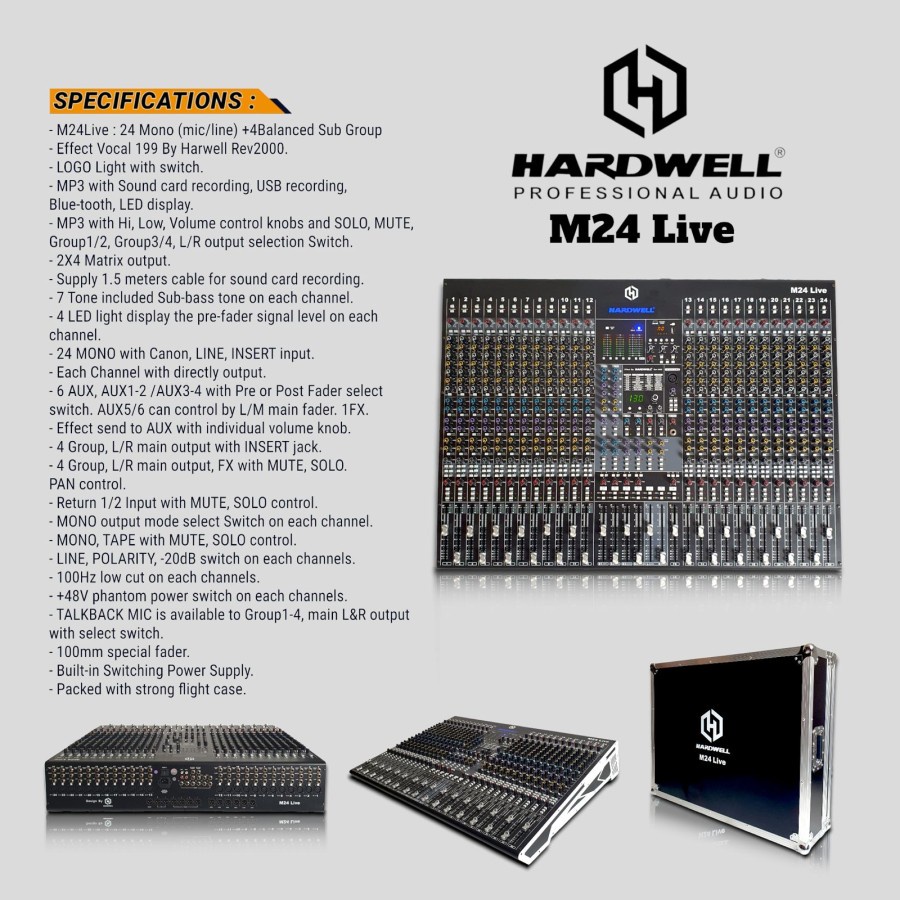 MIXER AUDIO 24 CHANNEL HARDWELL M24 LIVE MIXER AUDIO 24 CHL M24 LIVE