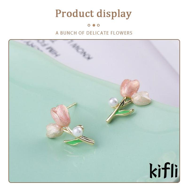 Anting Tusuk Bentuk Tulip Bahan S925 Silver Plated Untuk Wanita