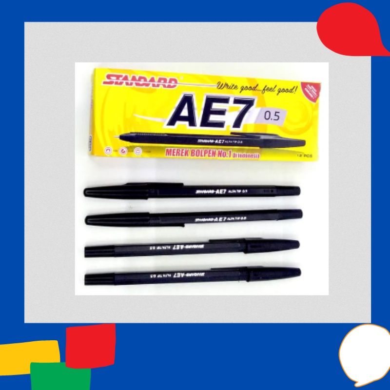 

[Alx] Ballpen AE7 standard hitam per pak isi 12