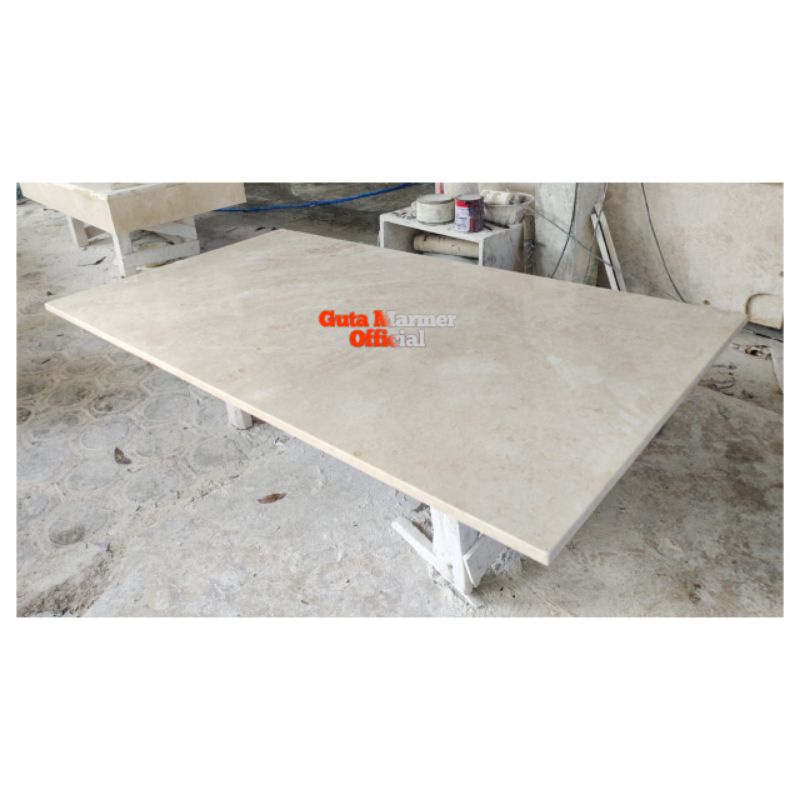 Daun Meja || Table Top Batu Marmer Putih Glosy Mengkilat Rapi 90x160Cm