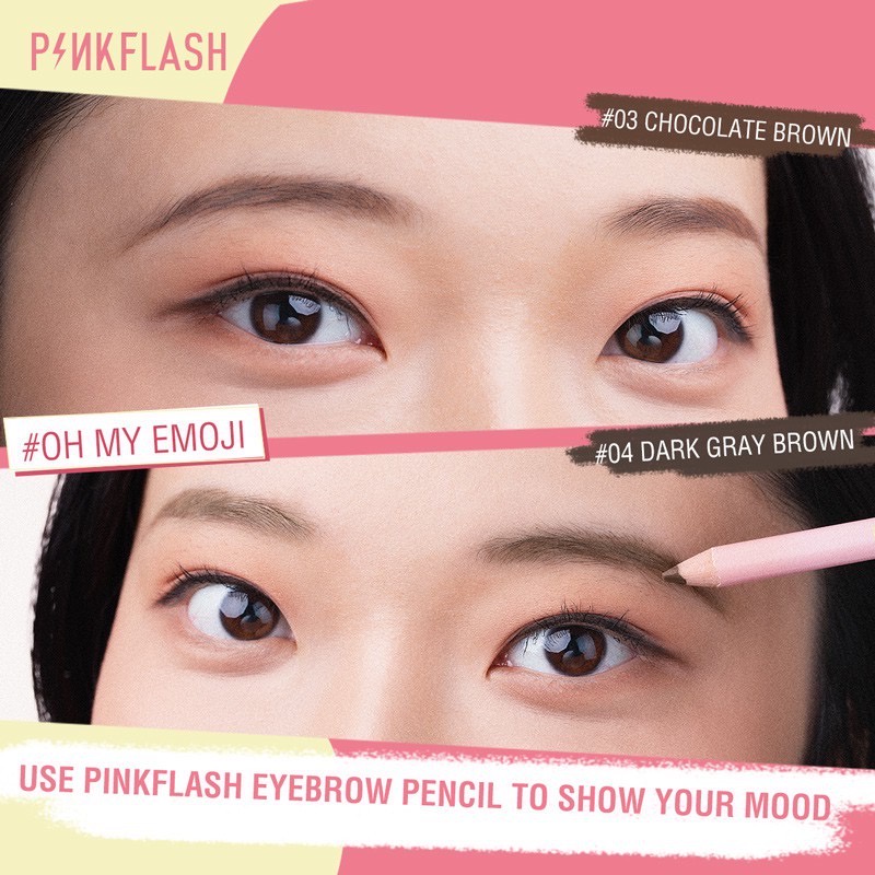 PINKFLASH #OhMyEmoji Eyebrow Pen Waterproof Pensil Alis Anti Air Tahan Lama